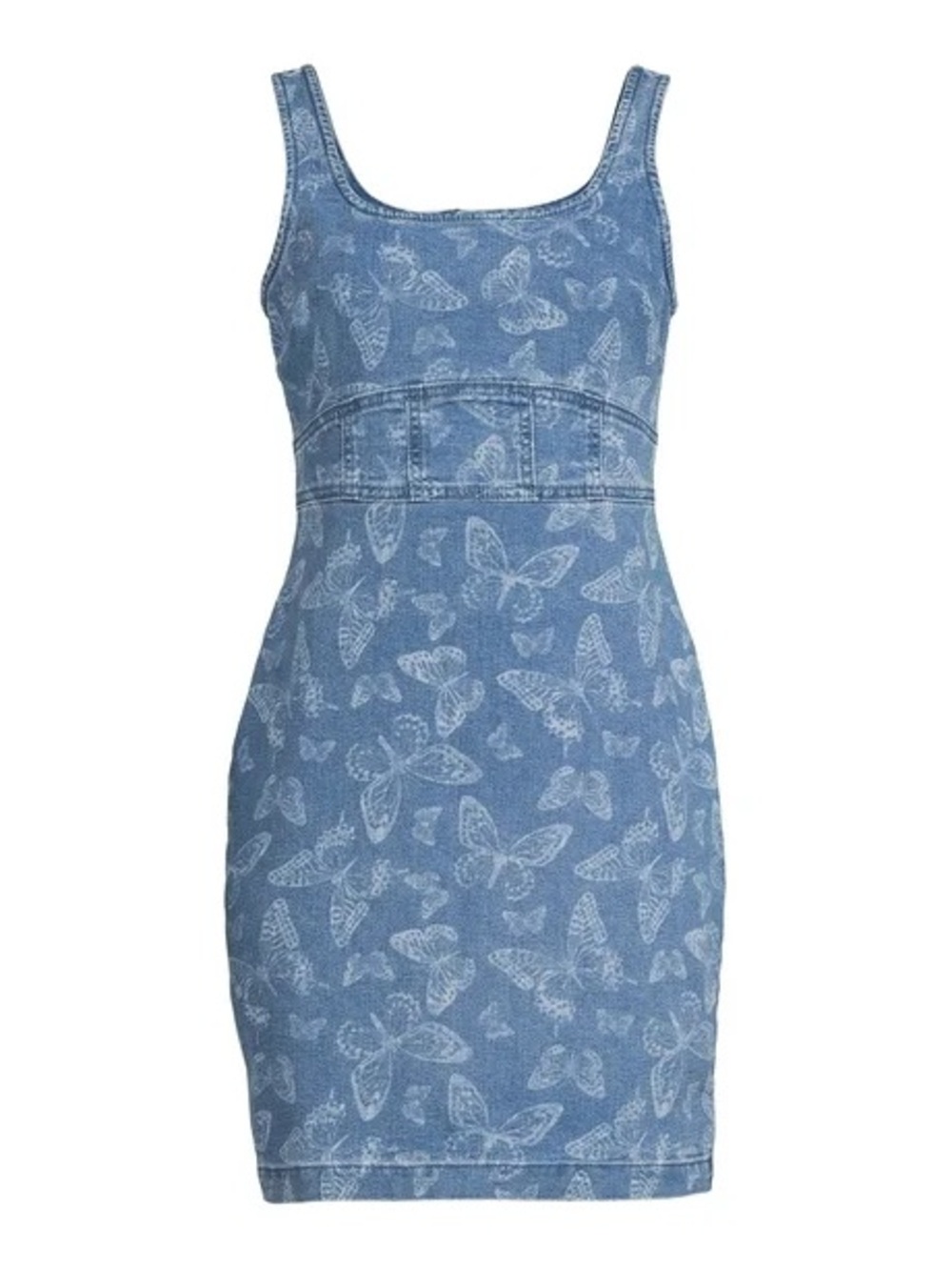 No Boundaries Denim Butterfly Print Corset Mini Dress Y2K Retro Style Sz Sm 3/5
